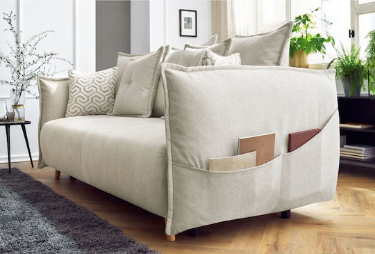 Puffy Canapea Cu Trei Locuri Pat Crem 235x98x95 cm
