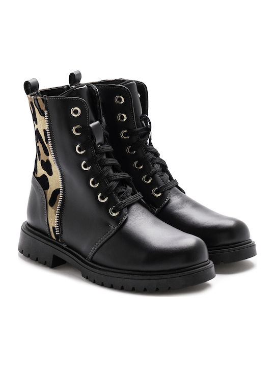 Leather Kids Boots Black