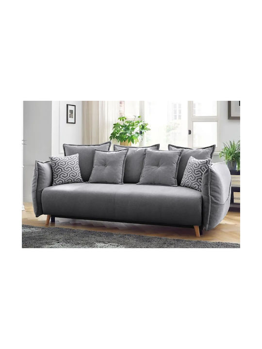 Puffy Τριθέσιος Καναπές Κρεβάτι Grey 235x98x95εκ.