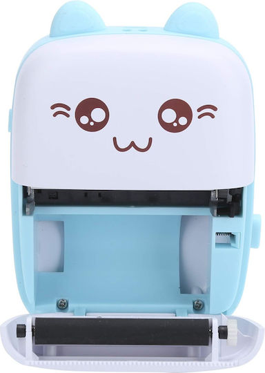 Mini Cat Θερμικός Εκτυπωτής για Φωτογραφίες με Bluetooth Λευκό - Γαλάζιο KLN-724032