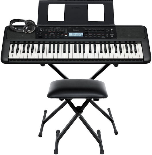 Yamaha Αρμόνιο PSR-E383 με 61 Πλήκτρα με Βάση, Ακουστικά και Σκαμπό Μαύρο Home Βundle I