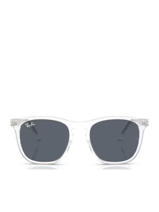Ray Ban Unisex Sonnenbrille mit Transparent Kunststoff Gestell und Blau Linse RB2210 6447R5