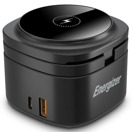 Energizer Ασύρματος Φορτιστής (Qi Pad) με Θύρα USB-A και Θύρα USB-C Power Delivery Μαύρος (WCP311)