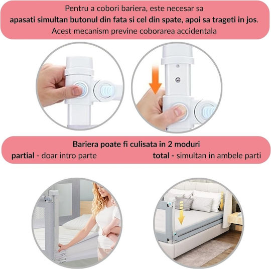 Kidizi Bară de protecție pentru pat Montaj simplu în Culoare Roz 200εκ. 3buc