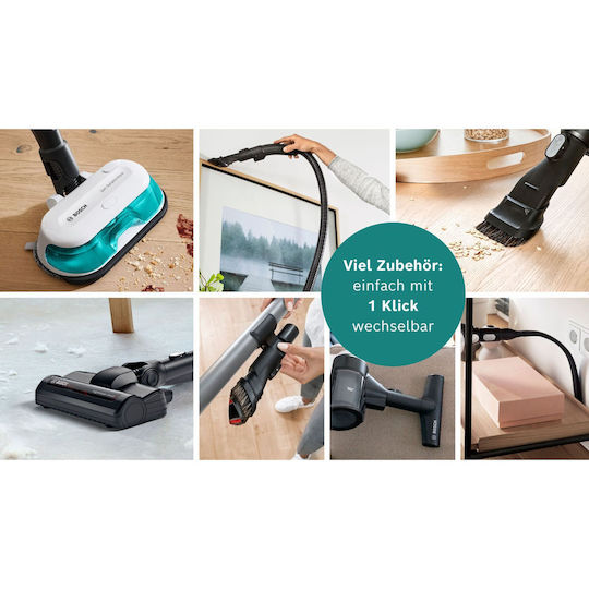 Bosch Unlimited 7 ProHygienic Επαναφορτιζόμενη Σκούπα 2 σε 1 Stick & Χειρός 18V Τιρκουάζ