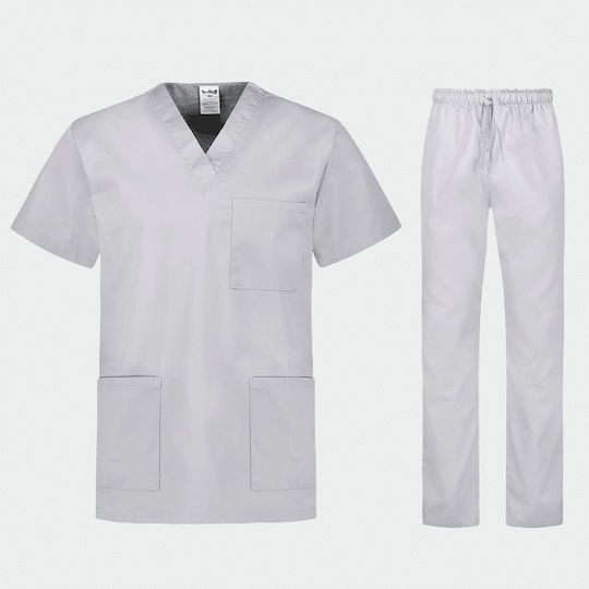 bwell Unisex Gray Pants & Blouse Set Cotton and Polyester