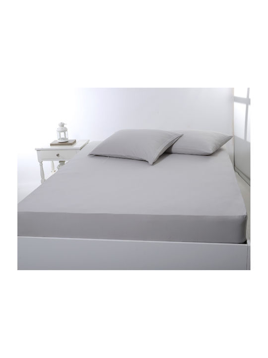 Silk Fashion Σεντόνι Υπέρδιπλο με Λάστιχο 160x200+35εκ. Light Grey