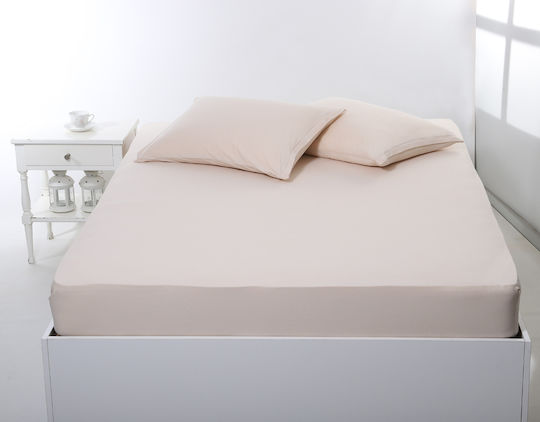 Silk Fashion Sheet Super-Double with Elastic 160x200+35cm. Light Beige
