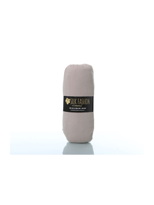 Silk Fashion Σεντόνι Μονό με Λάστιχο 100x200+35εκ. Dark Beige