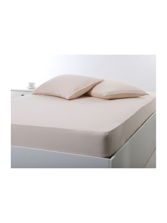 Silk Fashion Sheet Super-Double with Elastic 160x200+35cm. Light Beige