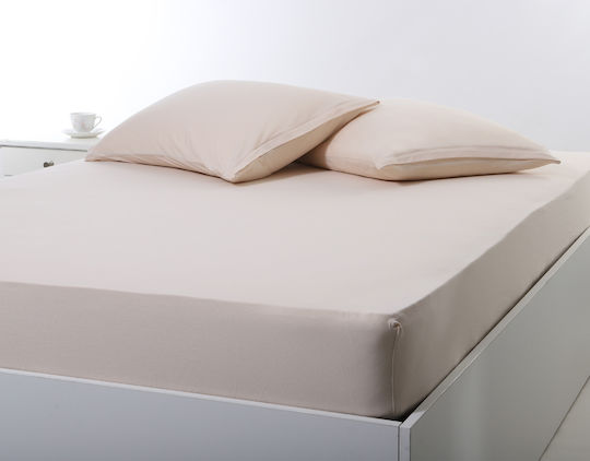 Silk Fashion Sheet Super-Double with Elastic 160x200+35cm. Light Beige