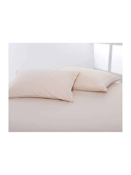 Silk Fashion Sheet King Size with Elastic 180x200+35cm. Light Beige