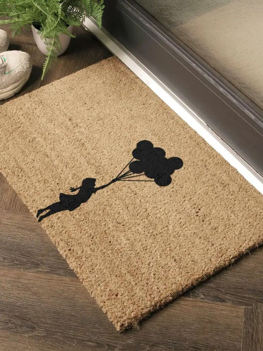 Artsy Mats Entrance Mat made of Coir with Anti-slip Backing Flying Ballon Girl 60x40cm