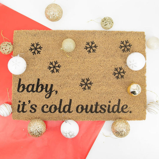 Artsy Mats Entrance Mat made of Coir with Anti-slip Backing Baby It's Cold Outdide 60x40cm