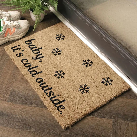 Artsy Mats Entrance Mat made of Coir with Anti-slip Backing Baby It's Cold Outdide 60x40cm