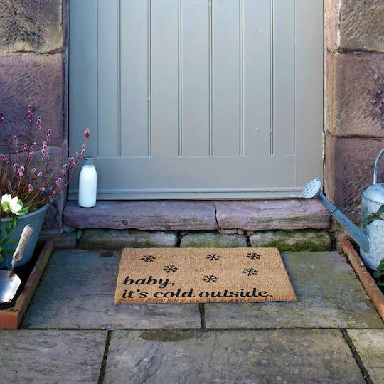Artsy Mats Entrance Mat made of Coir with Anti-slip Backing Baby It's Cold Outdide 60x40cm