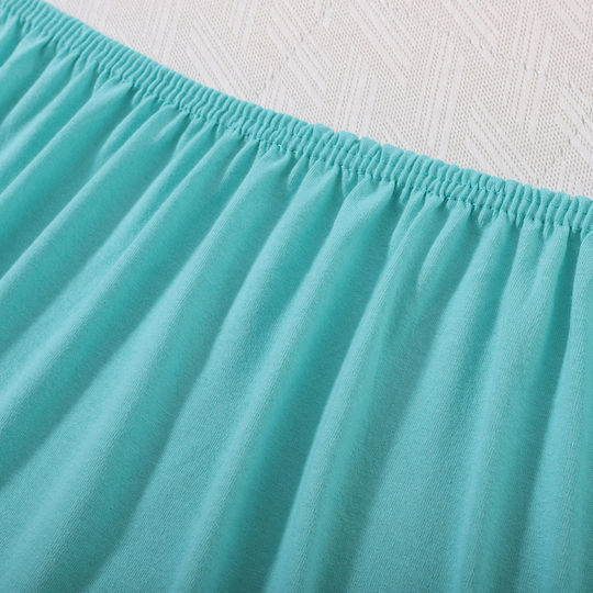 Silk Fashion Sheet for Single Bed with Elastic 100x200+35cm. Sea Green