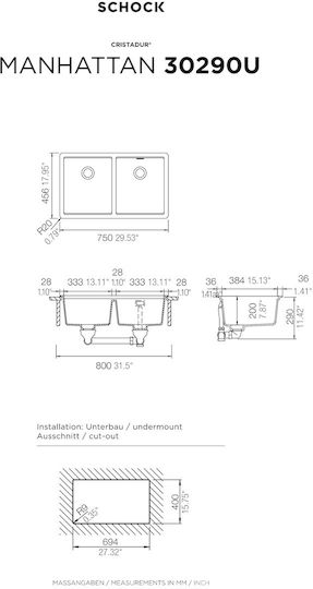 Schock 30290U-1511E Вграден От Синтетичен Гранит Д75xШ45.6см Бежов Schock 30290U-1511E Вграден От Синтетичен Гранит Д75xШ45.6см Бежов