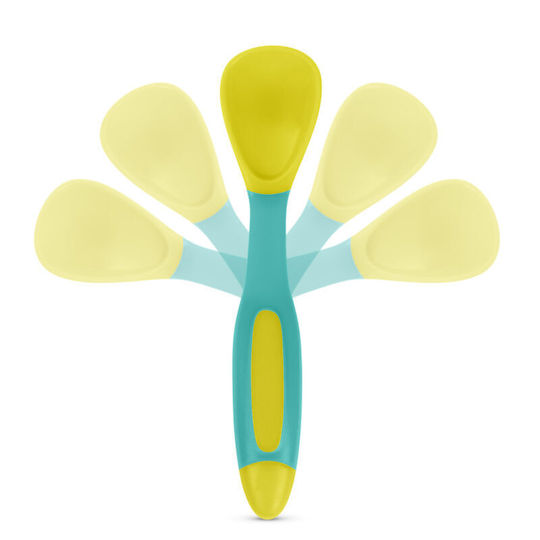Baboo Baby Set with Fork with Temperature Indicator made of Silicone for 6+ months Yellow 2pcs