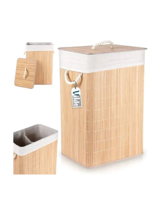 Vilde Καλάθι Απλύτων Bamboo 70lt με Καπάκι 40x30x60cm Μπεζ