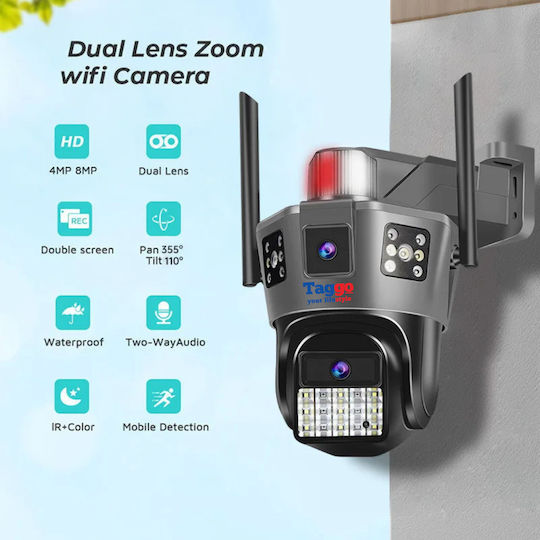 Cameră De Supraveghere 4g Cu Cartela Sim 6k 2 Lentile Control Prin Aplicație Urmărire Automată Ip66 Rezistentă La Apă