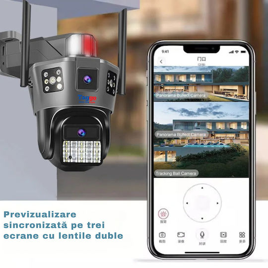 Cameră De Supraveghere 4g Cu Cartela Sim 6k 2 Lentile Control Prin Aplicație Urmărire Automată Ip66 Rezistentă La Apă