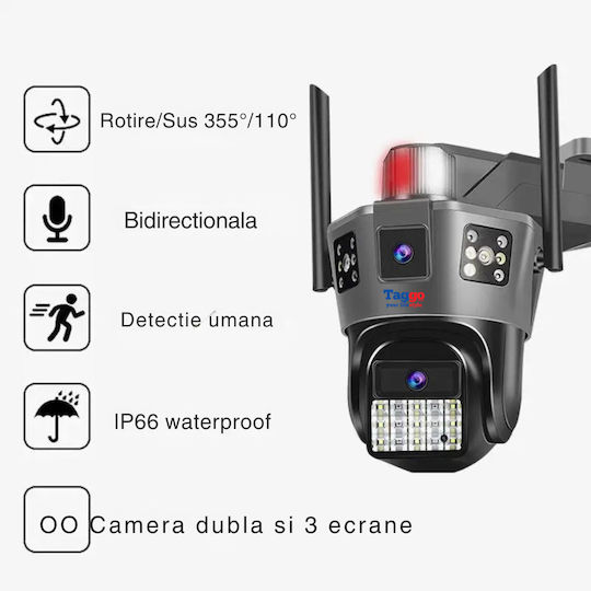 Cameră De Supraveghere 4g Cu Cartela Sim 6k 2 Lentile Control Prin Aplicație Urmărire Automată Ip66 Rezistentă La Apă