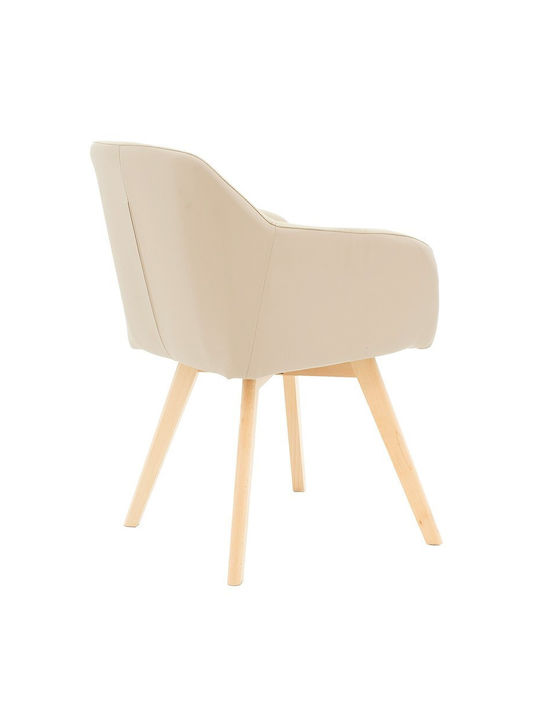 Safira Dining Room Artificial Leather Armchair Beige 57x58x84cm