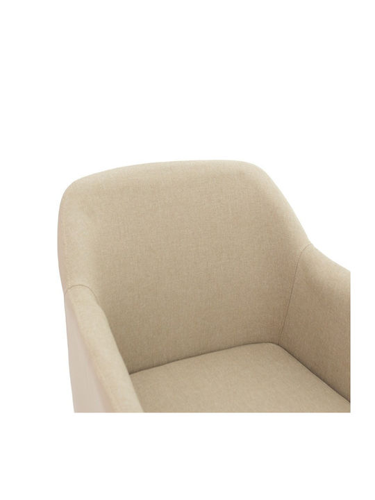 Safira Dining Room Artificial Leather Armchair Beige 57x58x84cm
