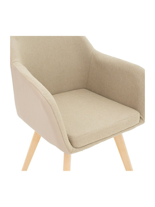 Safira Dining Room Artificial Leather Armchair Beige 57x58x84cm