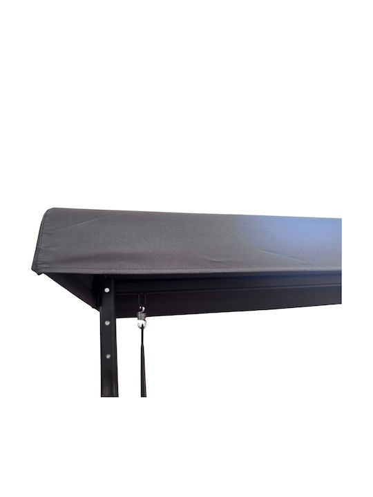 Garten & Veranda Schaukel mit Basis und Kissen 3 Sitze Metallisch Gray L205xB118xH186cm