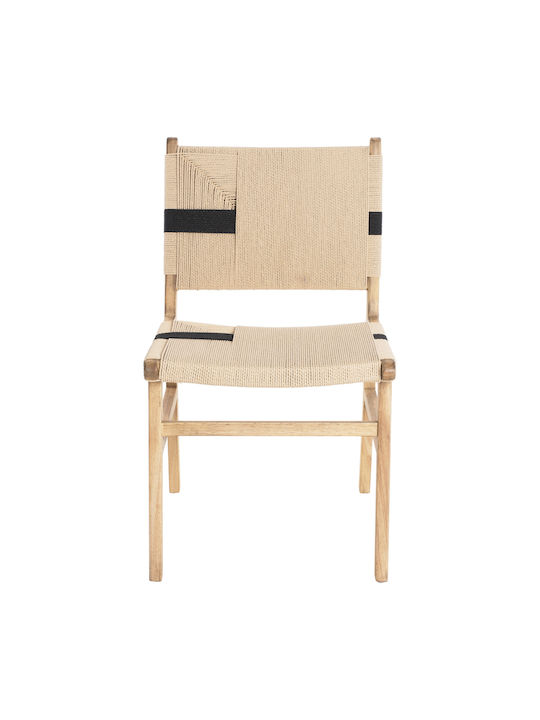 Rubberwood Καρέκλες Τραπεζαρίας Ξύλινες Φυσικό Rustic 2τμχ 49x59x86εκ.