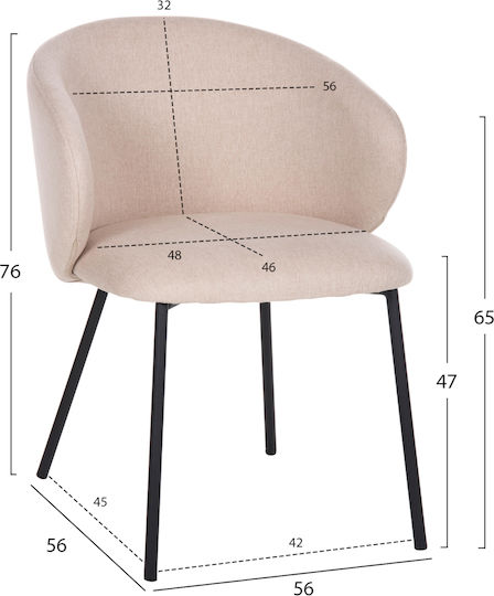 Πολυθρόνα Τραπεζαρίας Isiah 56x56x76εκ. Πολυθρόνα Τραπεζαρίας Isiah 56x56x76εκ.