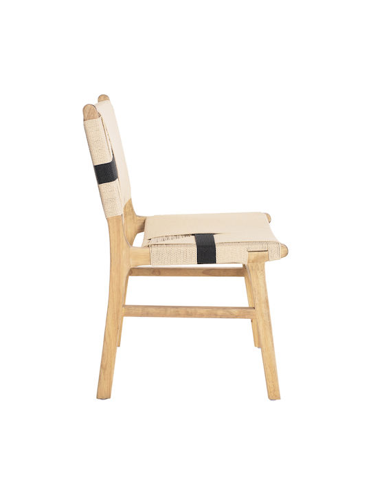 Rubberwood Καρέκλες Τραπεζαρίας Ξύλινες Φυσικό Rustic 2τμχ 49x59x86εκ.