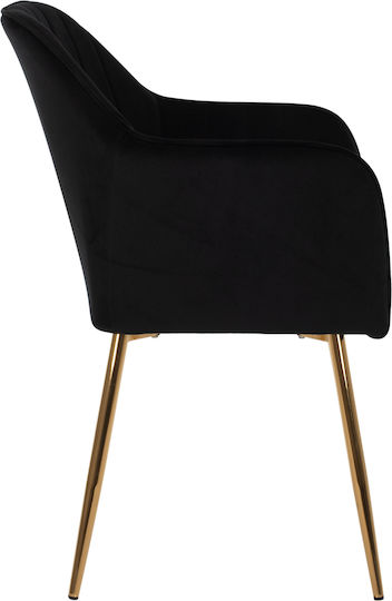 Sawyer Dining Room Velvet Armchair Black Velvet-Black Metal 55x60x83cm 2pcs
