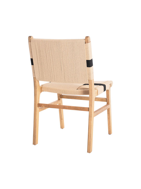 Rubberwood Καρέκλες Τραπεζαρίας Ξύλινες Φυσικό Rustic 2τμχ 49x59x86εκ.