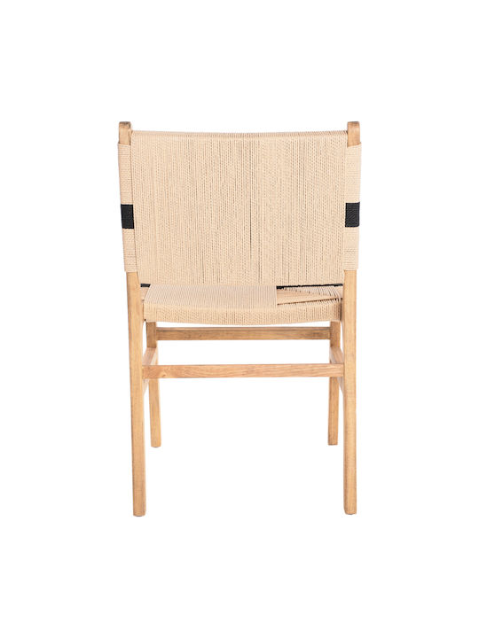 Rubberwood Καρέκλες Τραπεζαρίας Ξύλινες Φυσικό Rustic 2τμχ 49x59x86εκ.