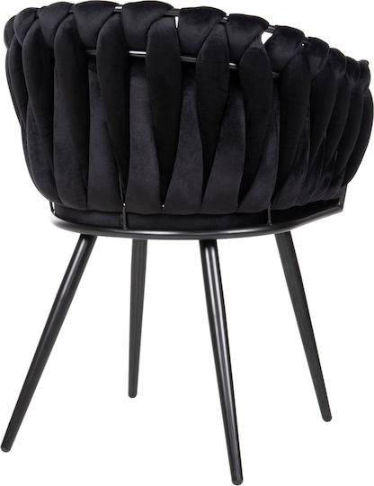 Luanda Dining Room Velvet Armchair Black Velvet-Black Metal 62x54x79cm