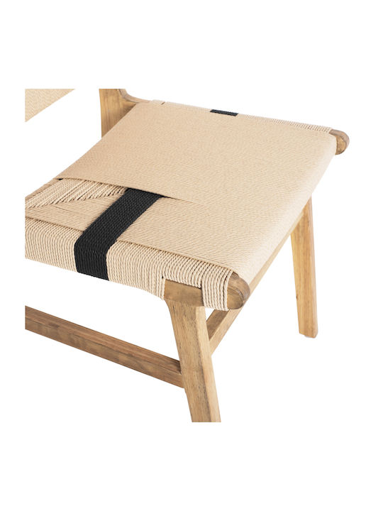 Rubberwood Καρέκλες Τραπεζαρίας Ξύλινες Φυσικό Rustic 2τμχ 49x59x86εκ.