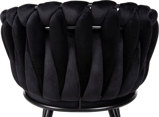 Luanda Dining Room Velvet Armchair Black Velvet-Black Metal 62x54x79cm