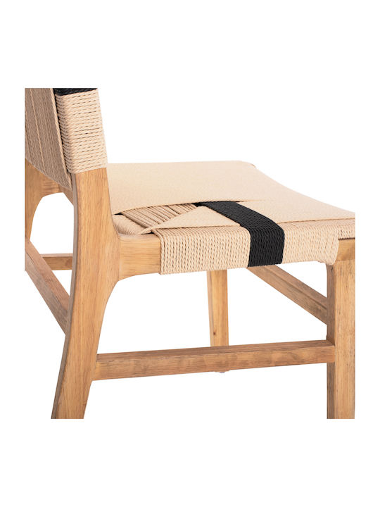 Rubberwood Καρέκλες Τραπεζαρίας Ξύλινες Φυσικό Rustic 2τμχ 49x59x86εκ.
