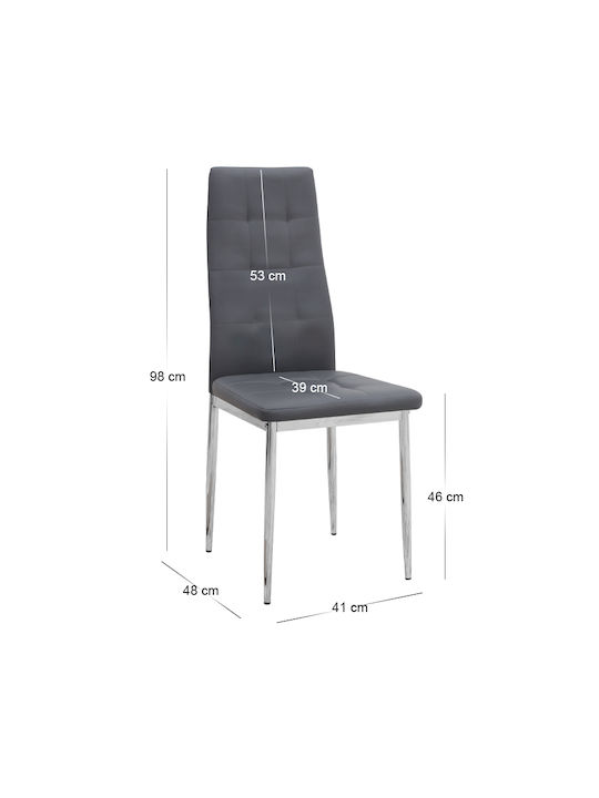 Rosa Dining Room Artificial Leather Chair Grey 41x48x98cm