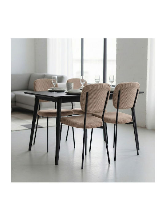 Kevin Dining Room Fabric Chair Mocha - Black 48x51x87cm
