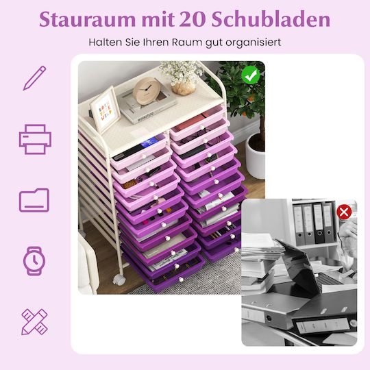 Drawers Storage Made of Metal & Plastic L63xW37xH87cm