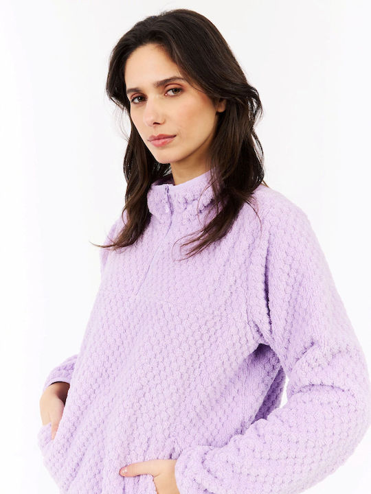 Winter Women's Fleece Blouse Hiking with Zipper Thistle Purple