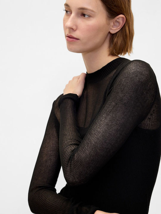 Women's Long Sleeve Crop Sweater Black