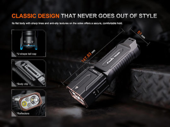 Fenix Wiederaufladbarer Handscheinwerfer LED IP68 mit Maximaler Helligkeit 6500 Lumen