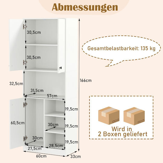 Unterschrank für Ofen Weiß 60x33x166cm