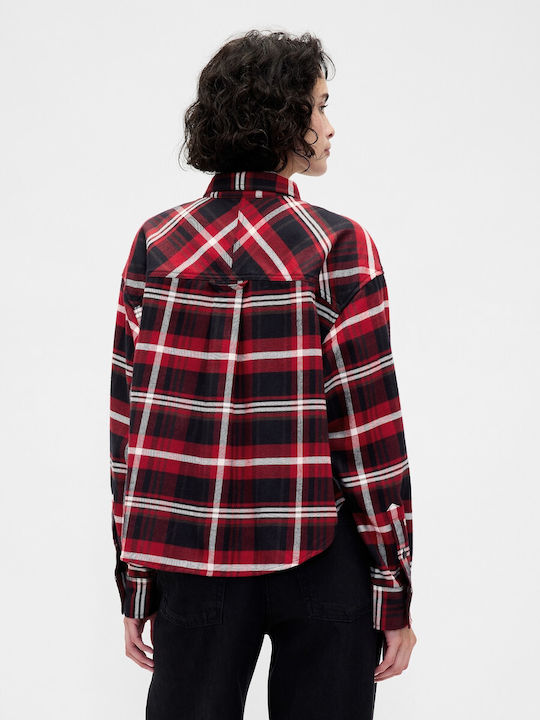 Women's Long Sleeve Shirt Red, Black