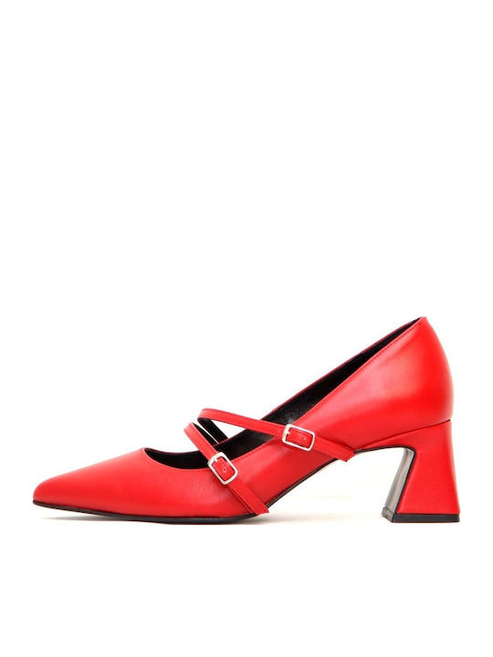 Leather Red Medium Heels